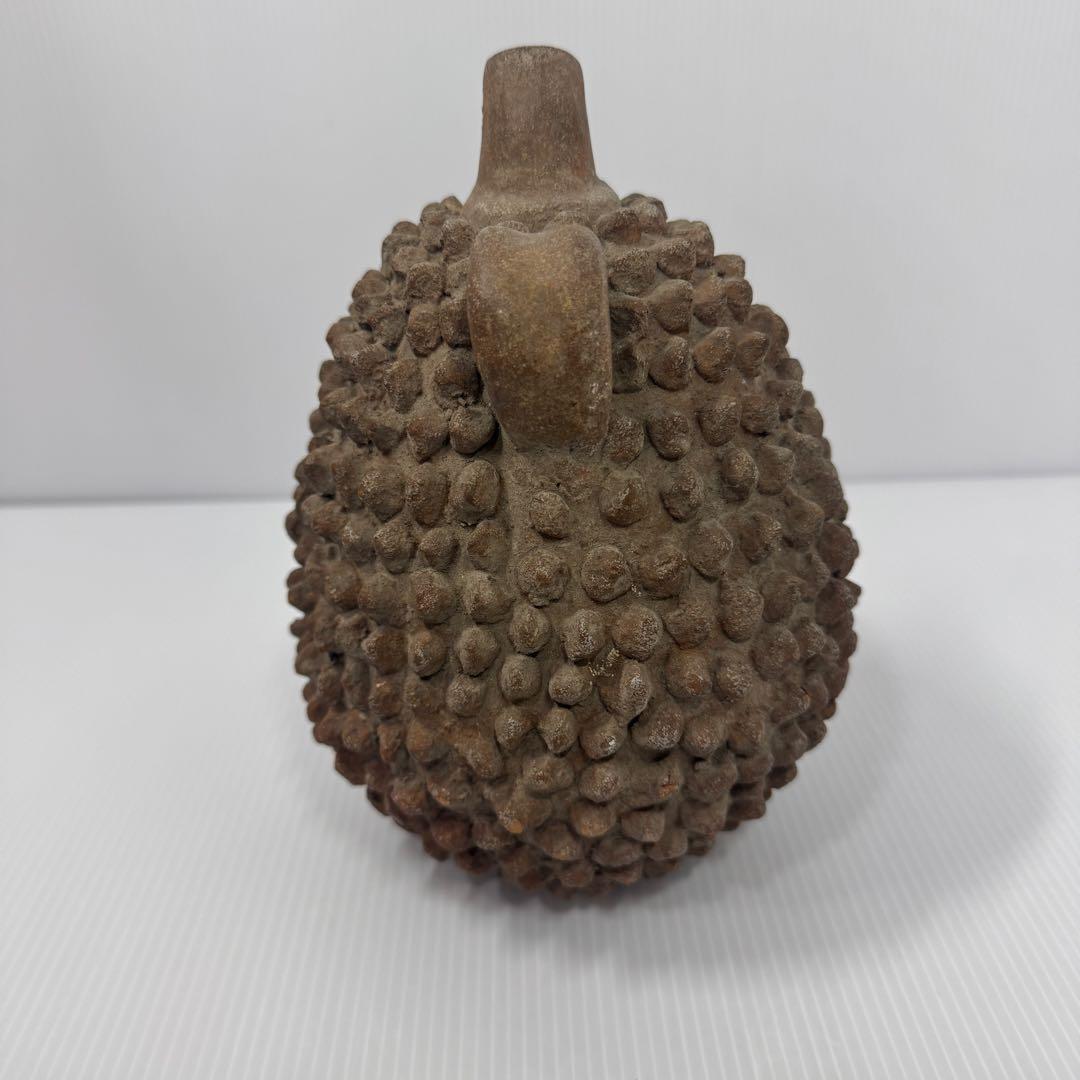 値下済 希少 アフリカ民芸風 ドリアン土器一輪挿し プリミティブアート オブジェ