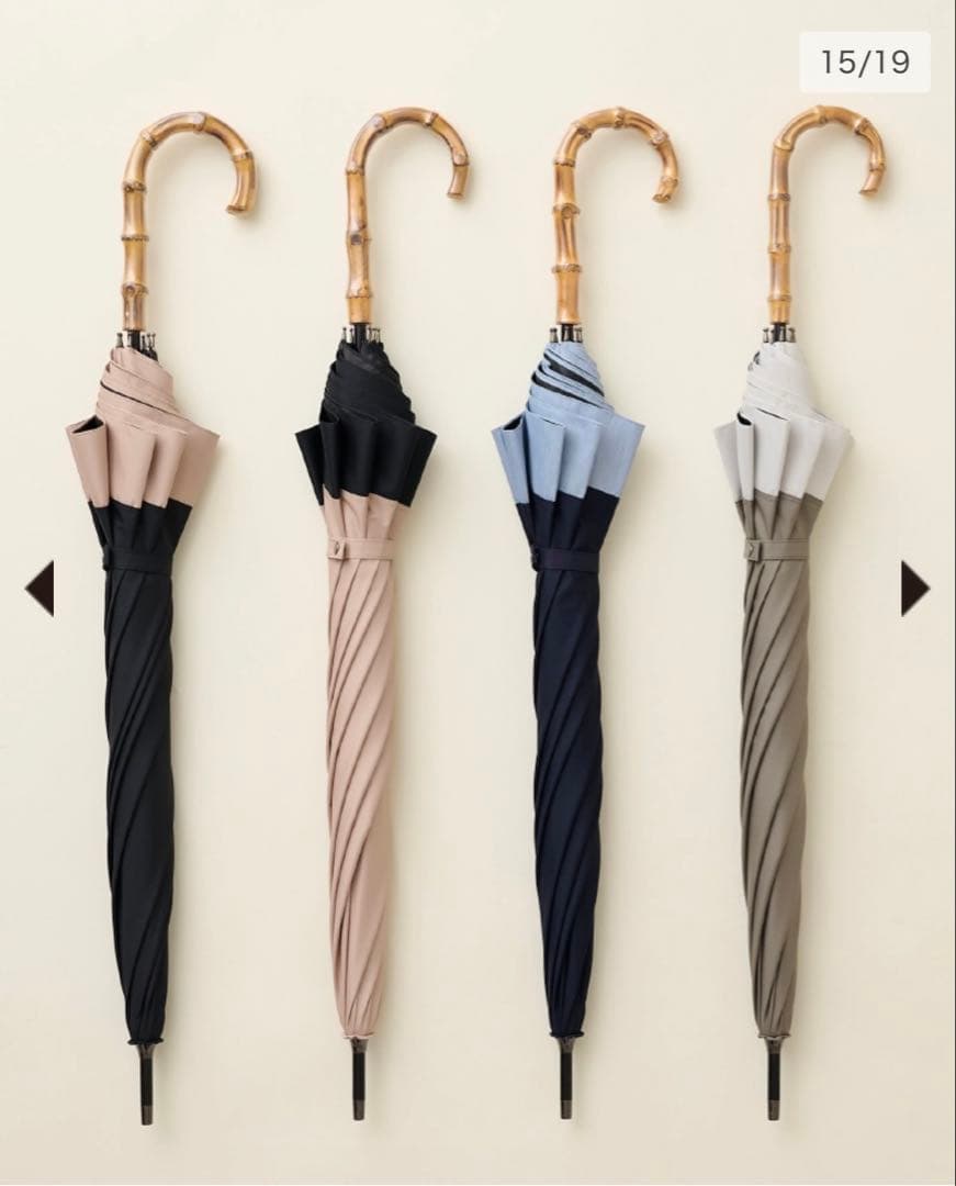 【Rococo】サンバリア100 長傘 Mサイズ コンビ ネイビー 竹手元