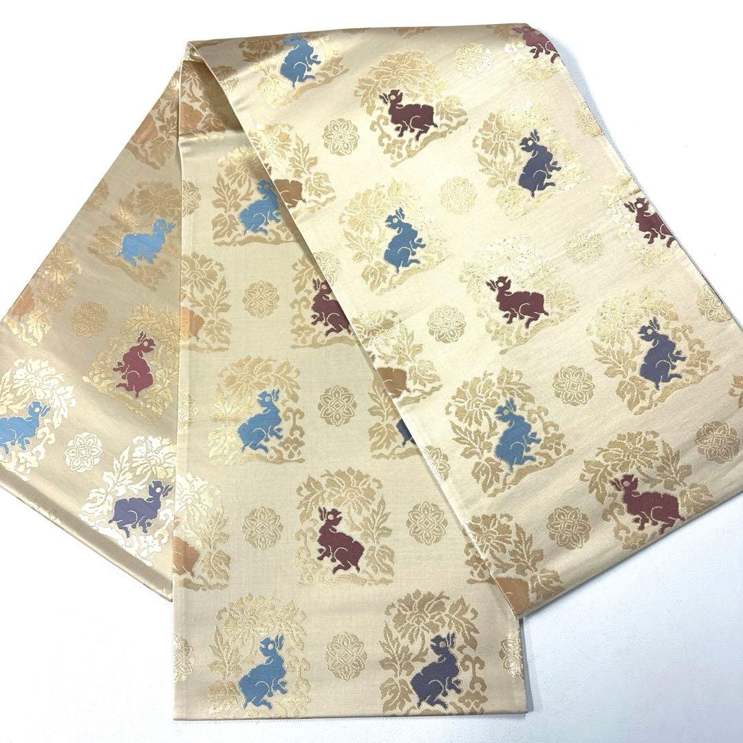 専用帯4809 4801 二点セット ●高級 正絹 全通 袋帯 花兎