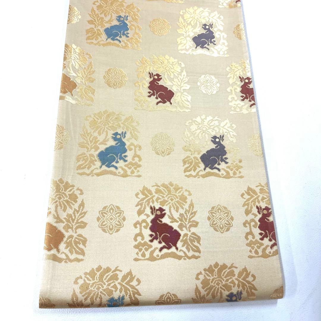 専用帯4809 4801 二点セット ●高級 正絹 全通 袋帯 花兎