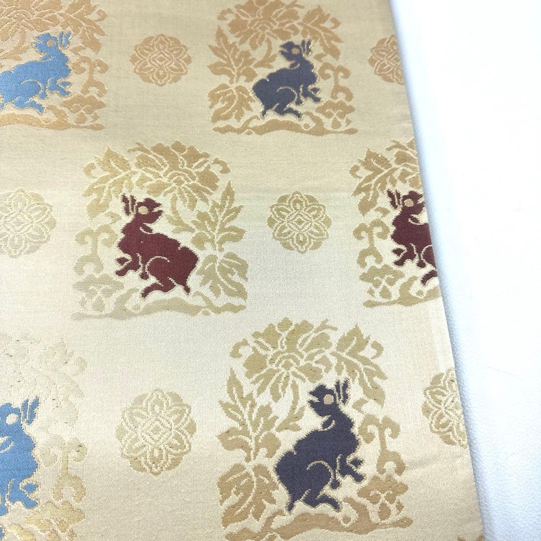 専用帯4809 4801 二点セット ●高級 正絹 全通 袋帯 花兎