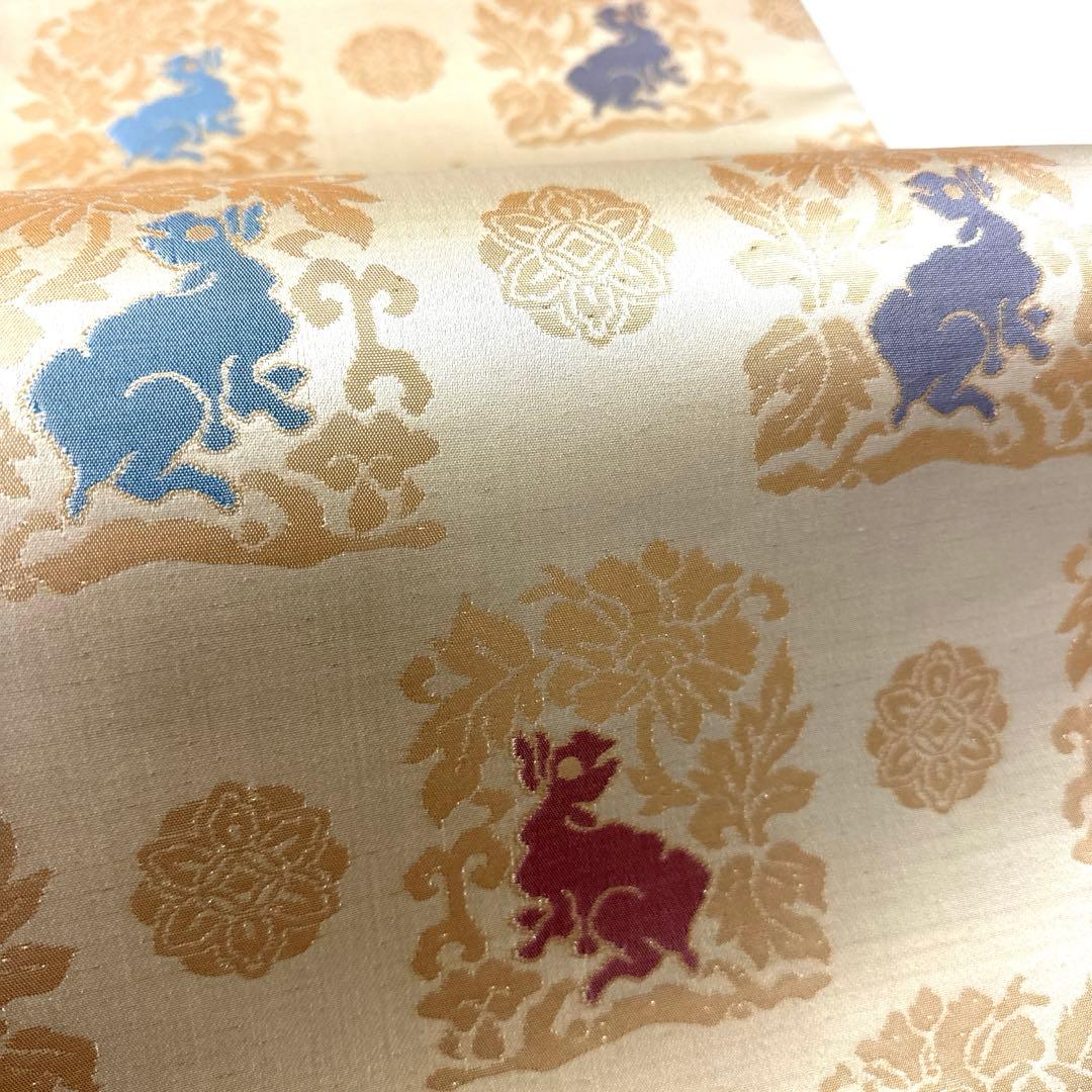 専用帯4809 4801 二点セット ●高級 正絹 全通 袋帯 花兎