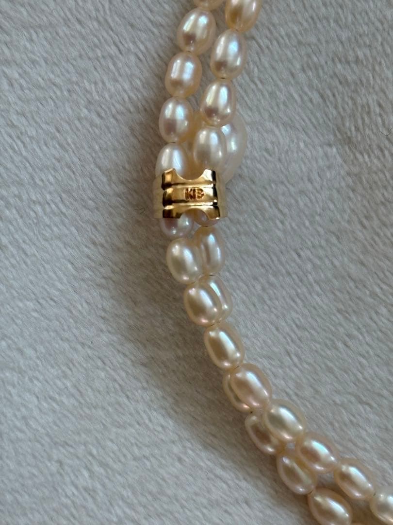 k18 ピンク　パール　二連　ネックレス