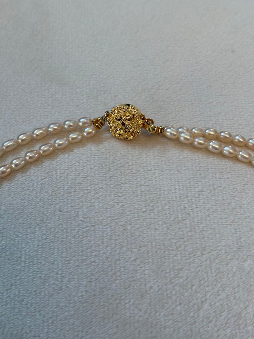 k18 ピンク　パール　二連　ネックレス