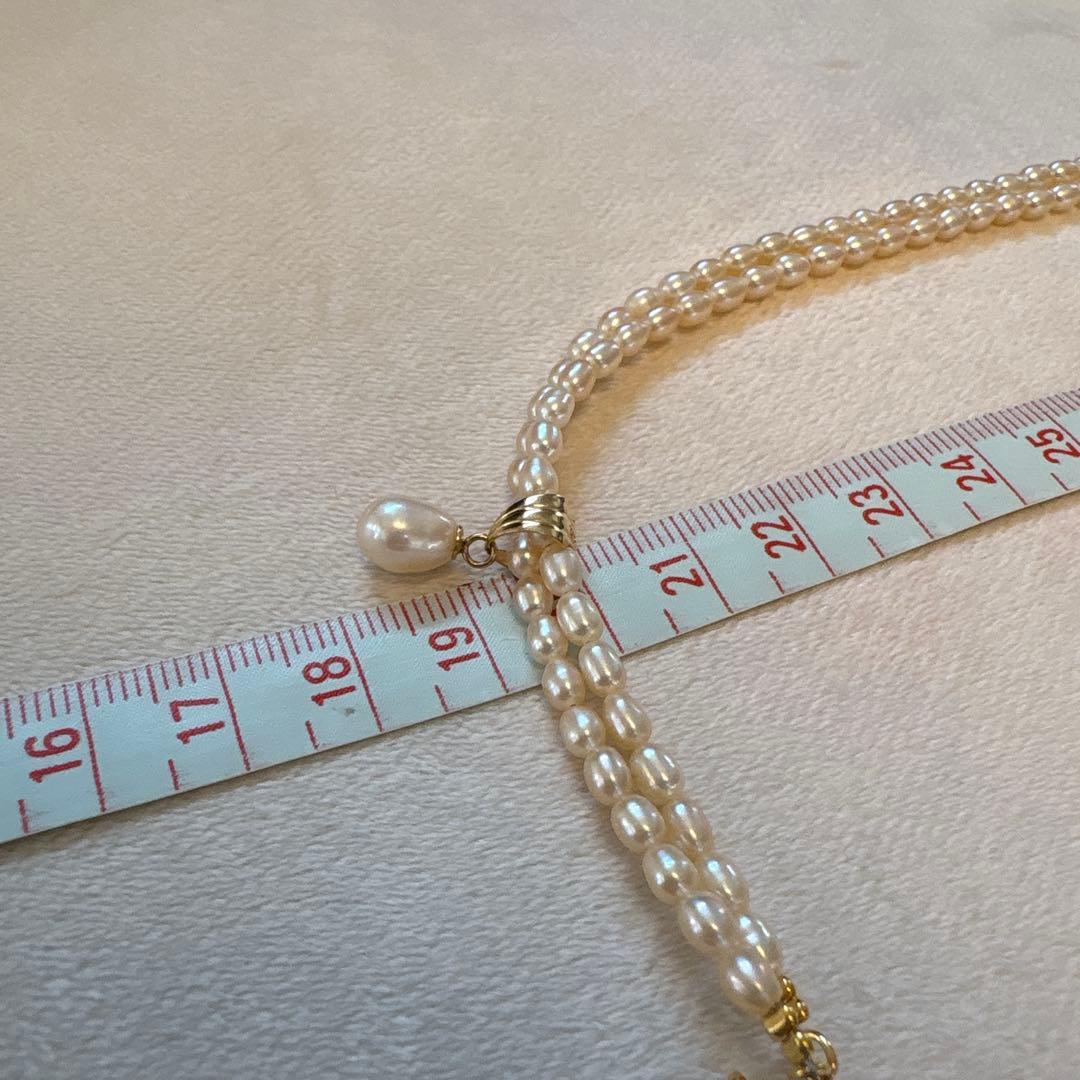 k18 ピンク　パール　二連　ネックレス