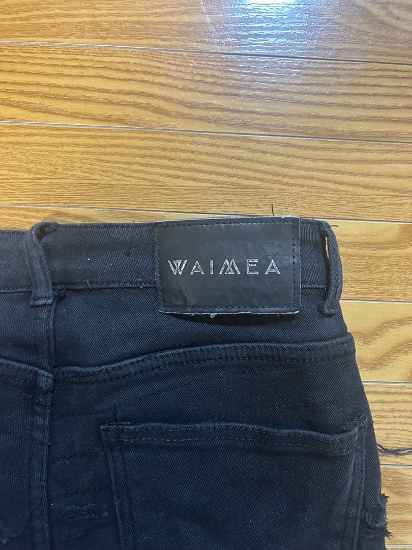 WAIMEA ブラック ダメージスリムジーンズ　30
