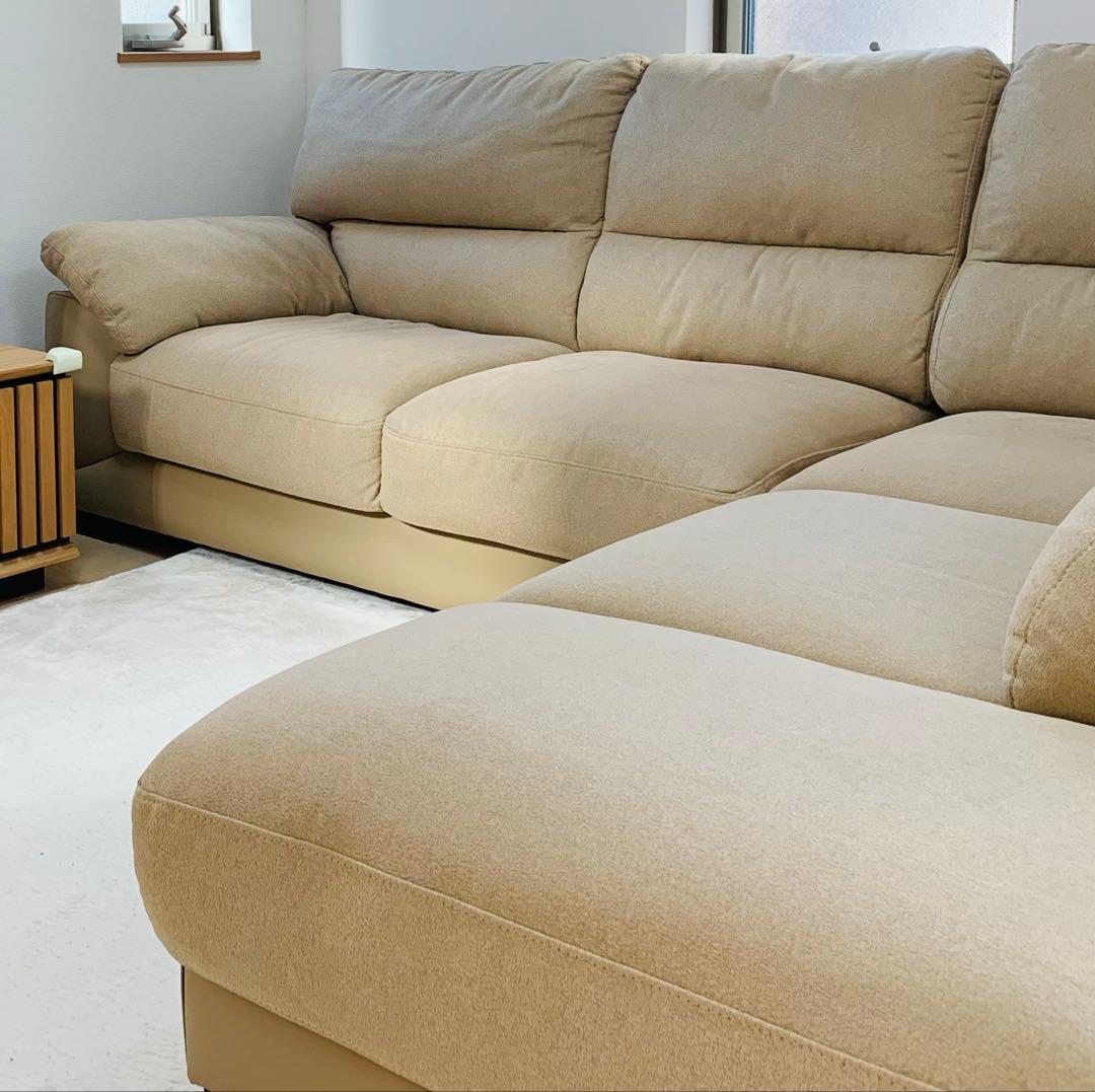 【2/2】布張りカウチソファ(ウォール3KD LC BE)【禁煙・NOペット】