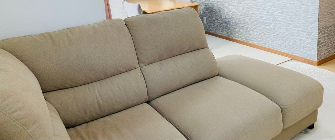 【2/2】布張りカウチソファ(ウォール3KD LC BE)【禁煙・NOペット】