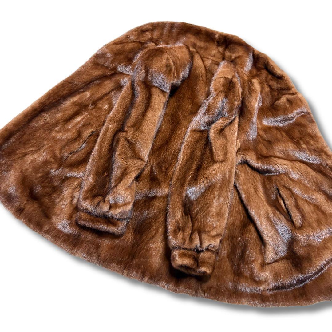 着丈80cm/極美品✨サガミンク 銀サガ デミバフ リアルファーコート 本毛皮