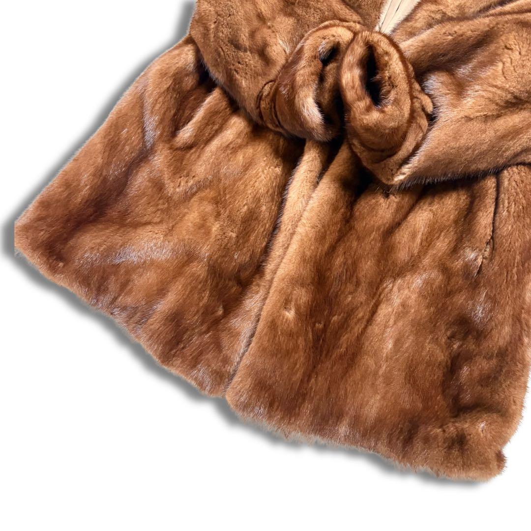 着丈80cm/極美品✨サガミンク 銀サガ デミバフ リアルファーコート 本毛皮