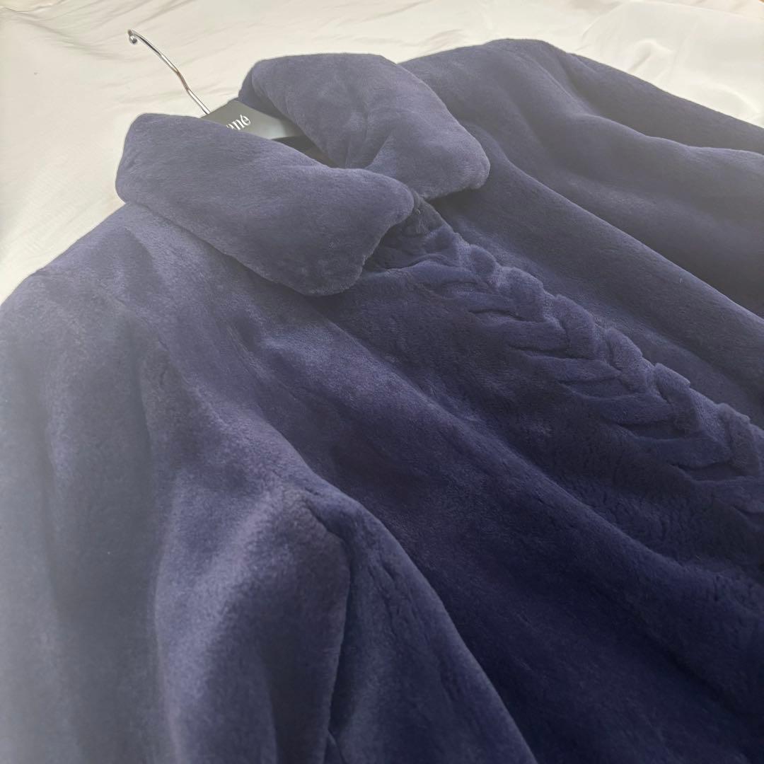 美品 サガミンク シェアードミンク 本革 コート 青