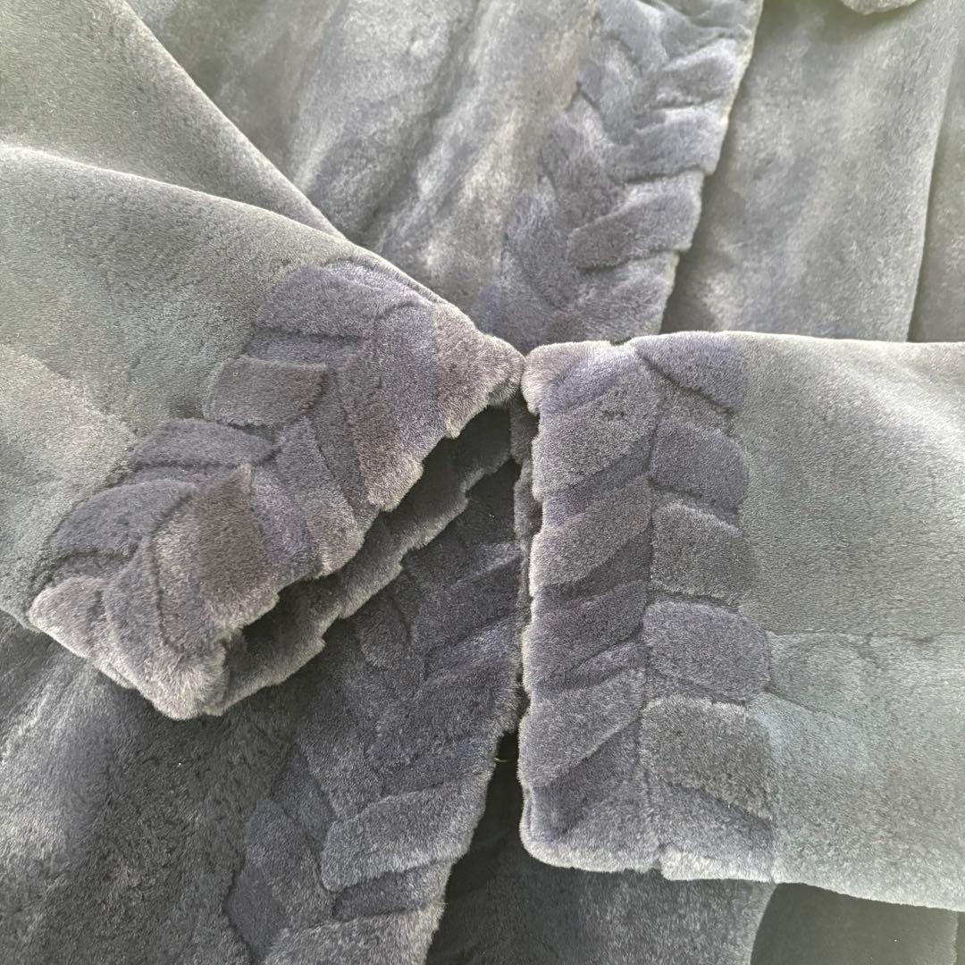 美品 サガミンク シェアードミンク 本革 コート 青