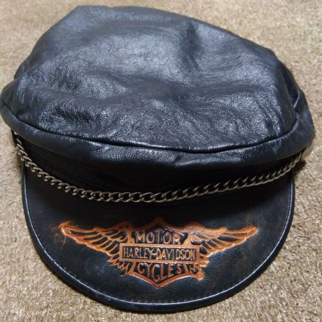 帽子 M HARLEY DAVIDSON 70s Leather Casket