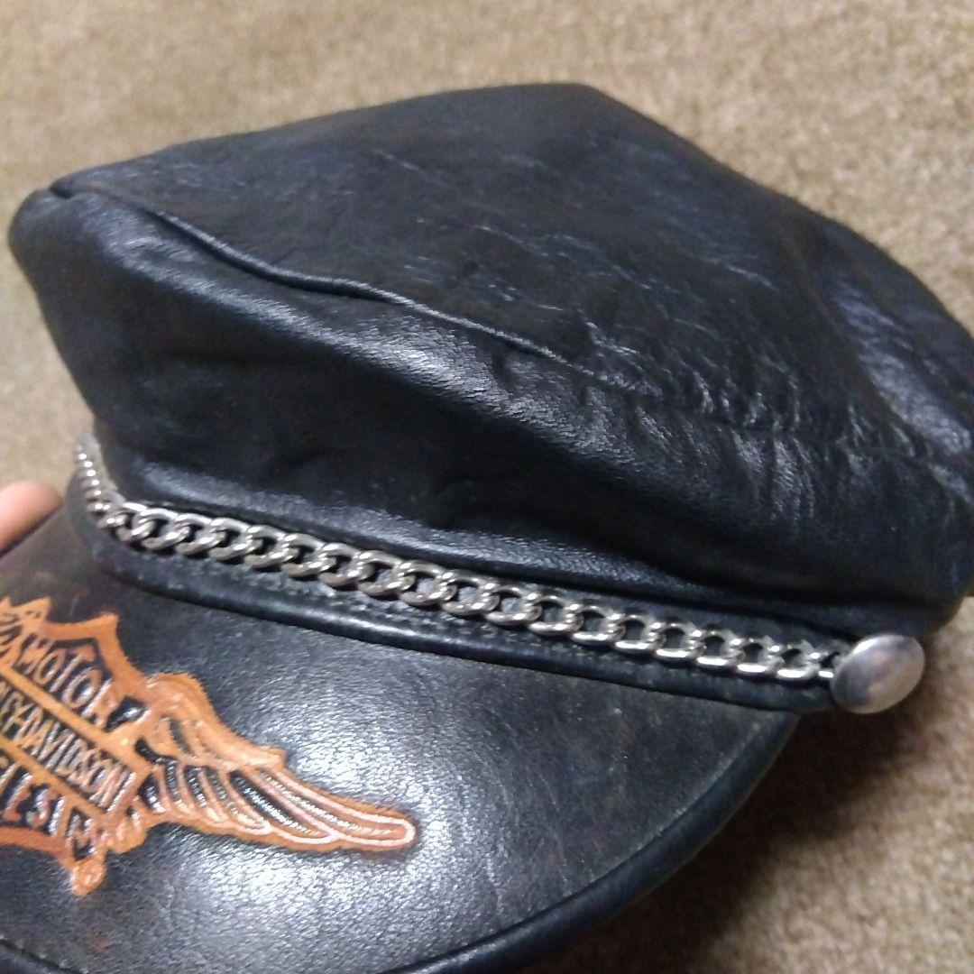 帽子 M HARLEY DAVIDSON 70s Leather Casket