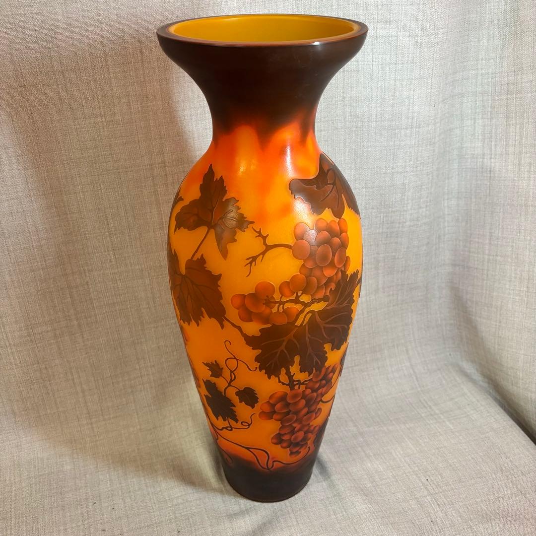 ガレ風 花瓶 ガラス細工 グレープ フラワーベース アンティーク 西洋 欧風