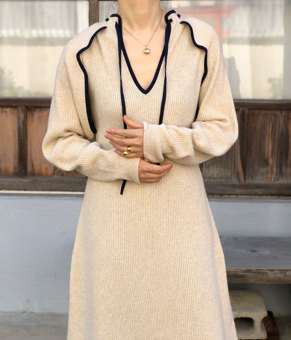 tan ワンピース　DOGLEG SLEEVES LONG ONEPIECE