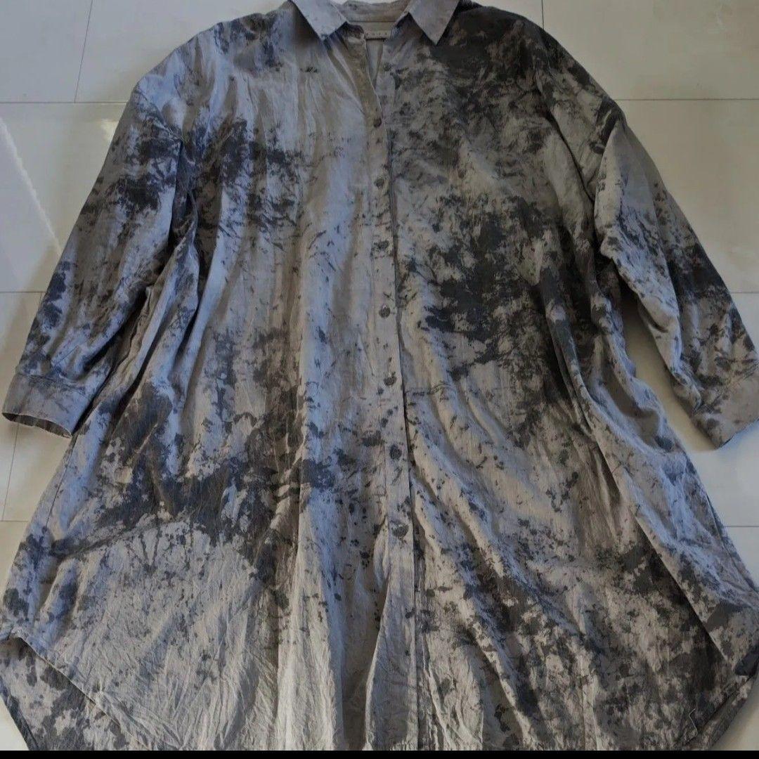 IROFUSI イロフシ 遊墨 シャツワンピース ゆったり コットンガーゼ