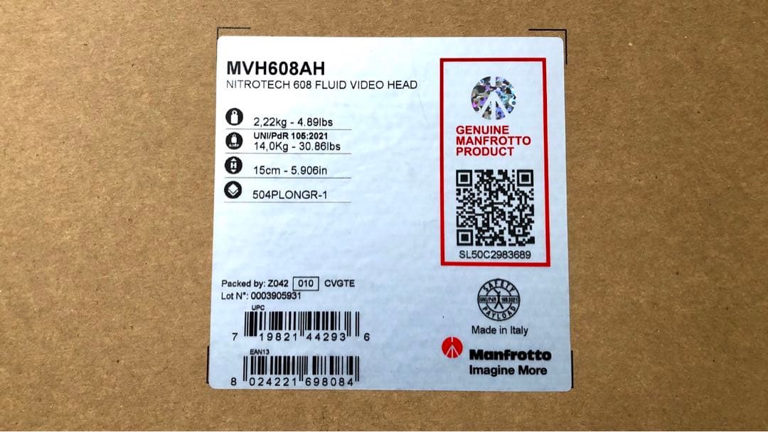 ビデオ雲台Manfrotto MVH608AH/nitrotechナイトロテック