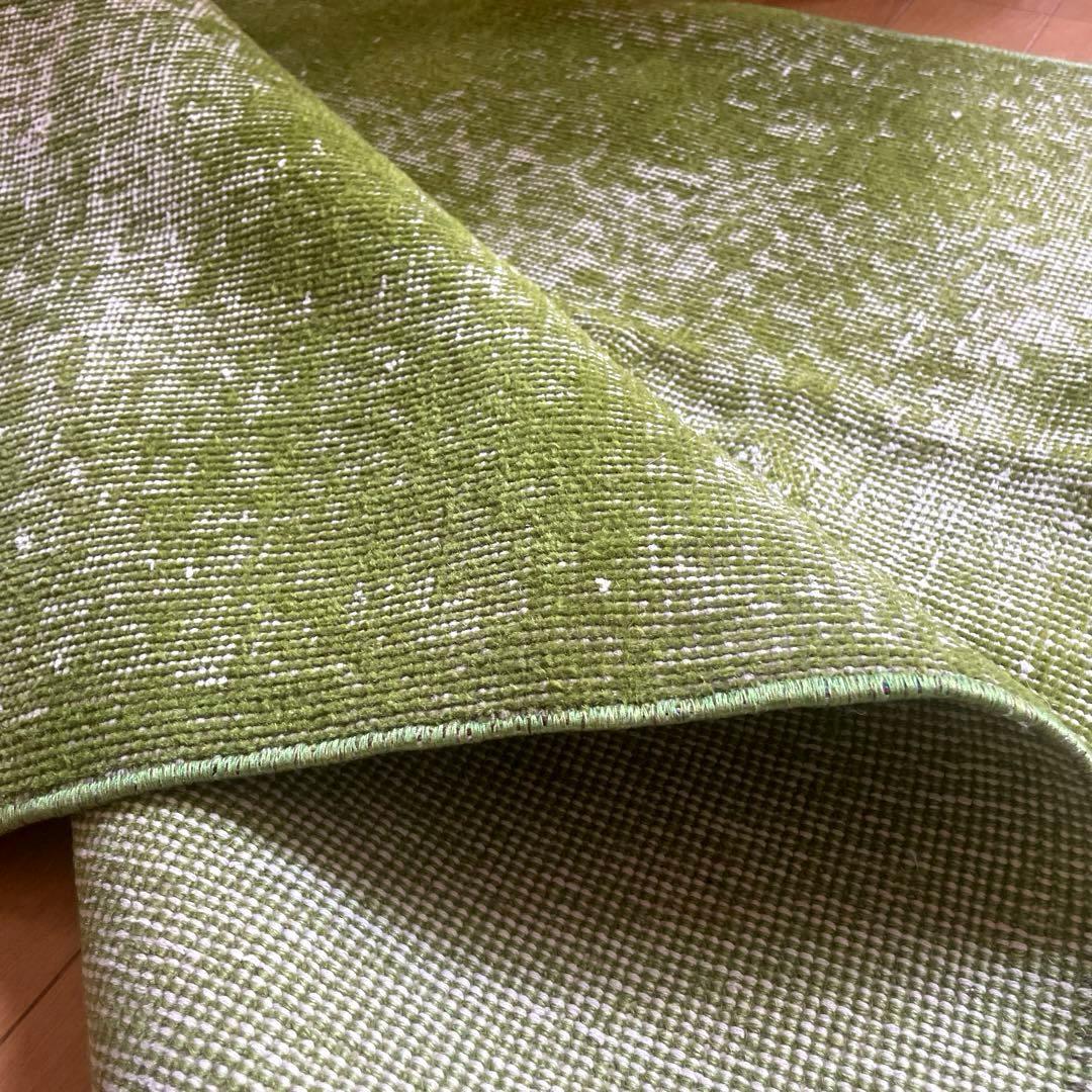 86×209抹茶グリーン　ワンカラーオーバーダイ　匂いありトルコヴィンテージラグ