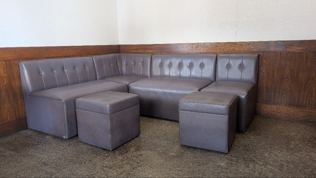 合成皮革製ソファとスツールセット スナック　喫茶店　レトロ　カフェ　開業応援！