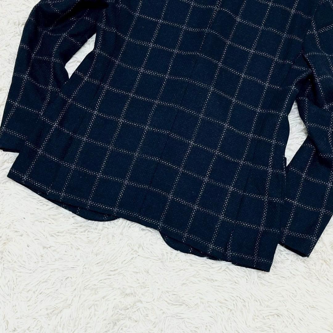 極美品　L.B.M.1911 テーラードジャケット　チェック　ウール　紺