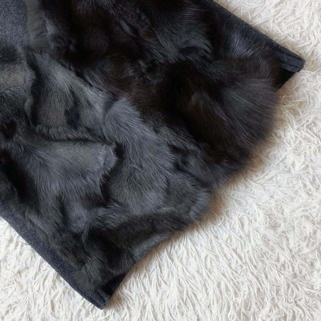 値下げ中1未使用級 ダーマコレクション 高級 フォックスファー ベスト グレー