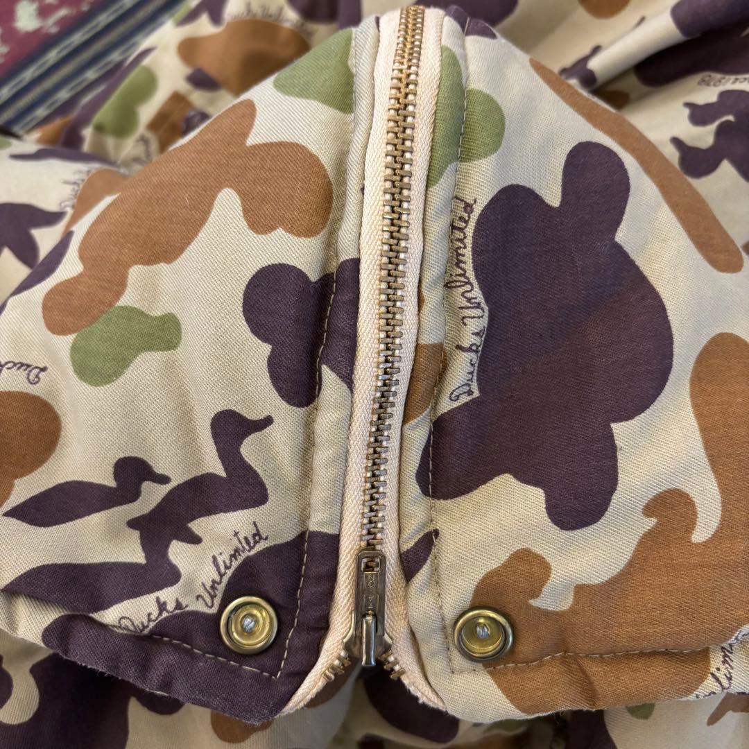 70s ダックハンターカモ 中綿 コート TALONジップ フーデッド ロング