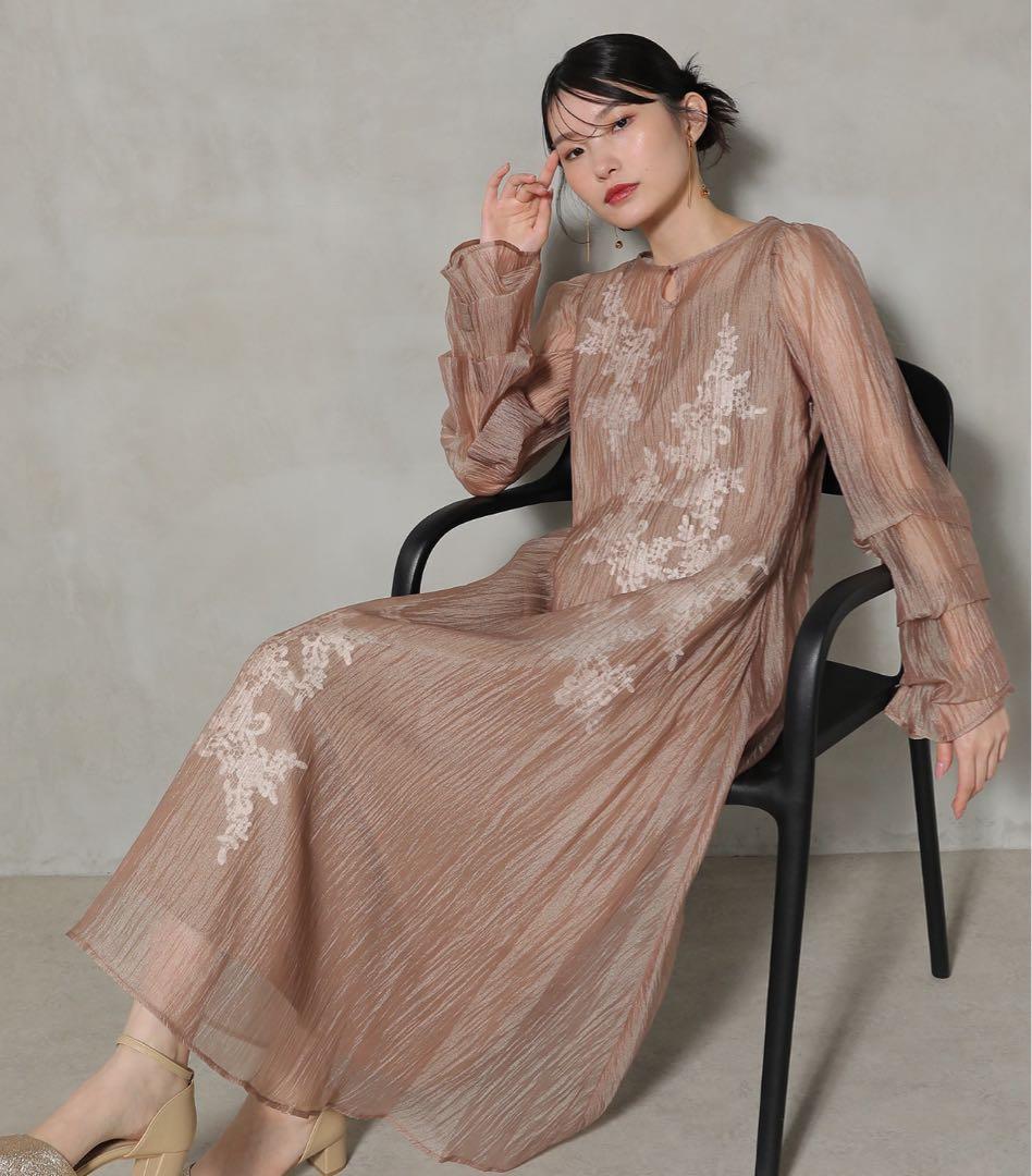 h*a様 niana モチーフレース シアー ワンピース パーティードレス