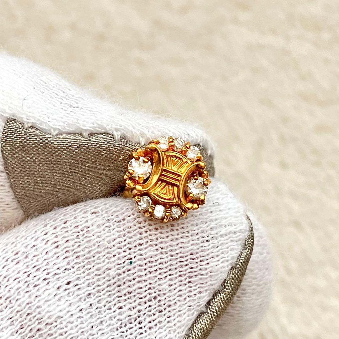 レア CELINEセリーヌ ピアス K18 ※片耳のみ YG ダイヤ トリオンフ