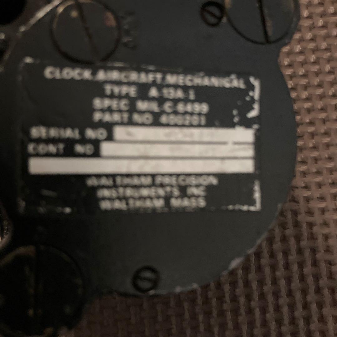 米国用航空機コックピットクロックウォルサム手巻き稼働中