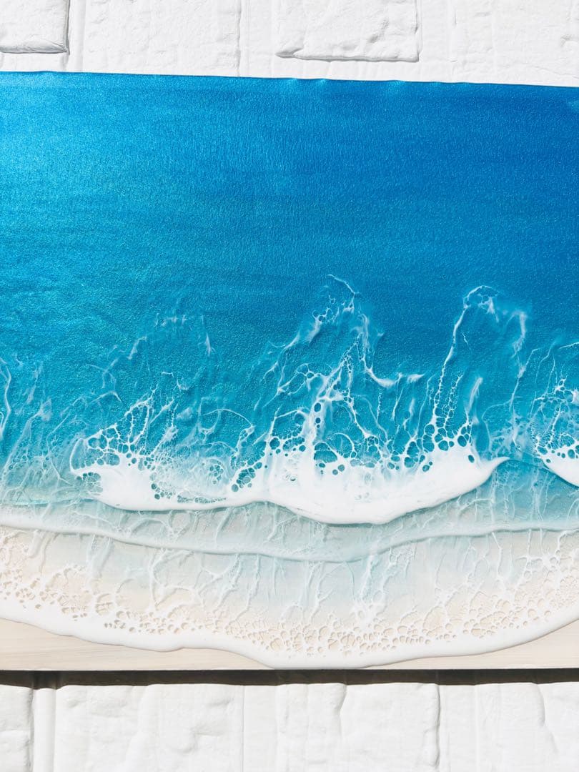 頑張りすぎる方へ　深呼吸する海　海レジンアート 42×22cm