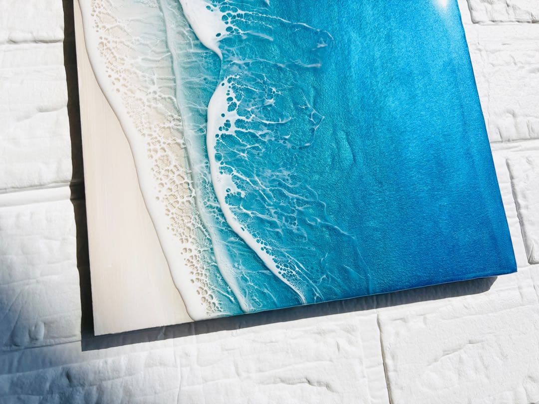 頑張りすぎる方へ　深呼吸する海　海レジンアート 42×22cm