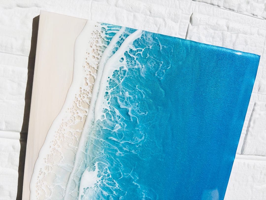 頑張りすぎる方へ　深呼吸する海　海レジンアート 42×22cm