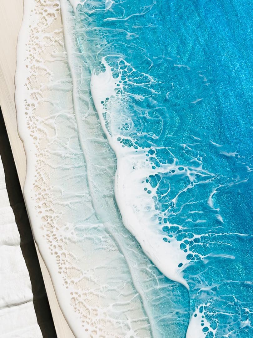 頑張りすぎる方へ　深呼吸する海　海レジンアート 42×22cm