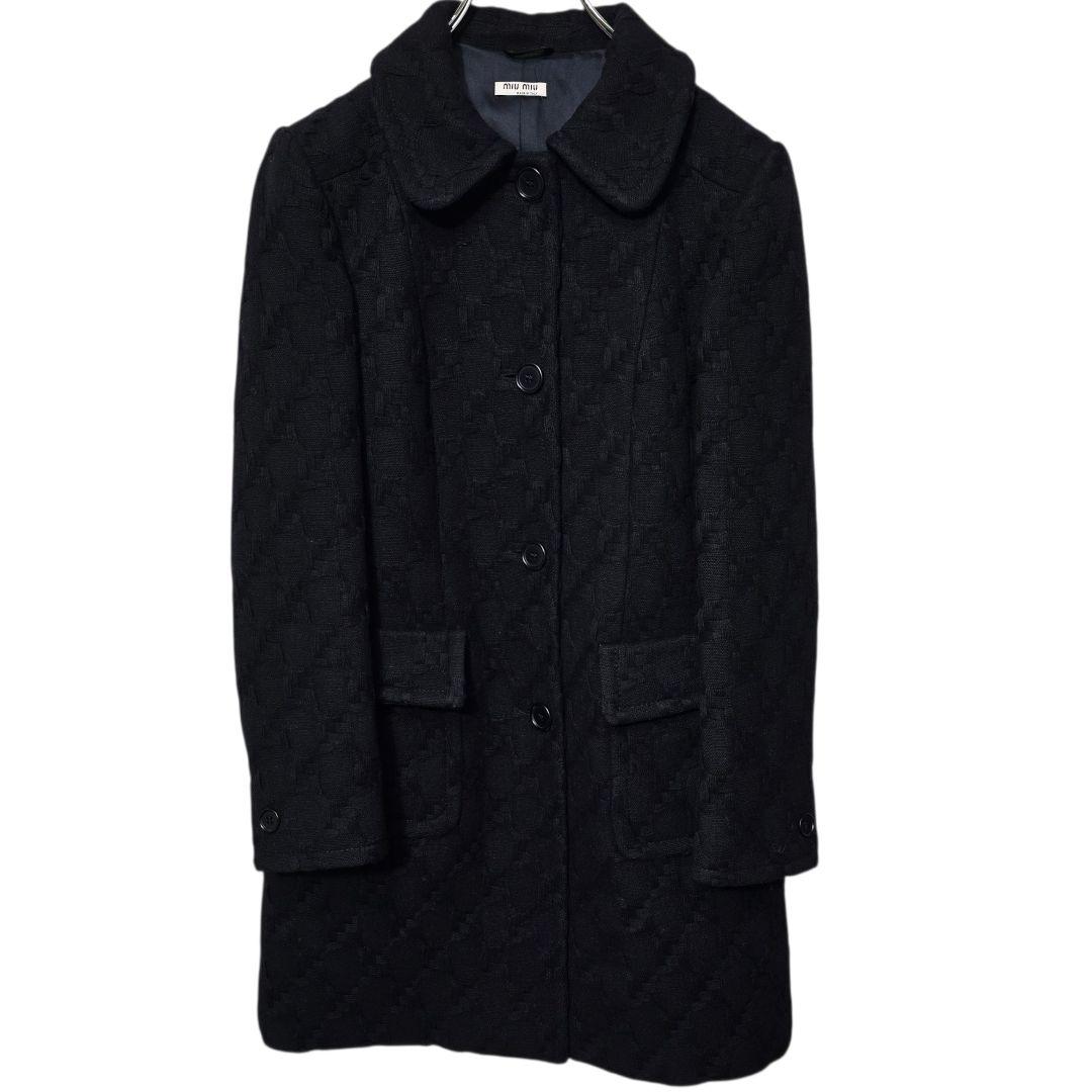 miu miu ミュウミュウ ジャガード織り ウールコート 42