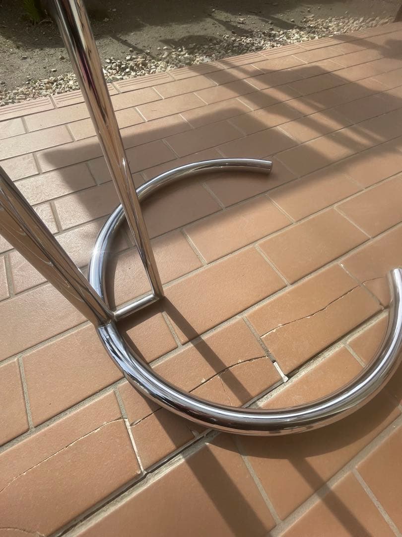 サイドテーブル　天板ガラス ステンレスフレーム