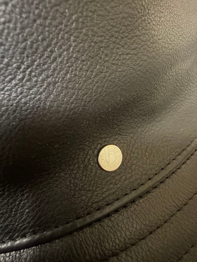 【新品】HERMES エルメス レザーハット57 フレッドキャップバケットハット