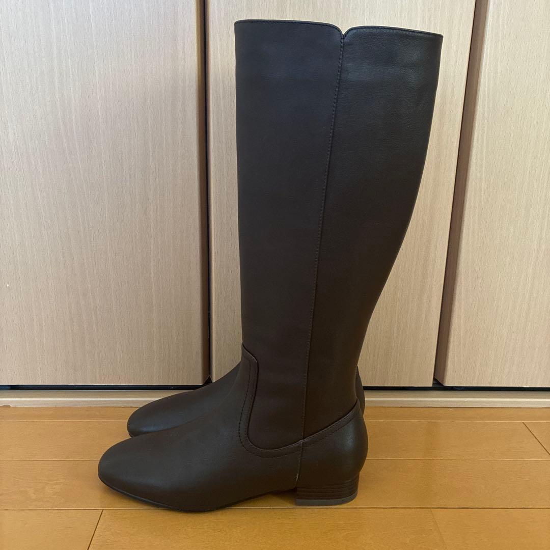 【未使用品】リズラフィーネ　本革ロングブーツ　ダークブラウン　24cm