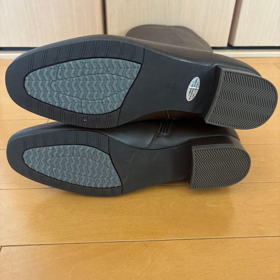 【未使用品】リズラフィーネ　本革ロングブーツ　ダークブラウン　24cm