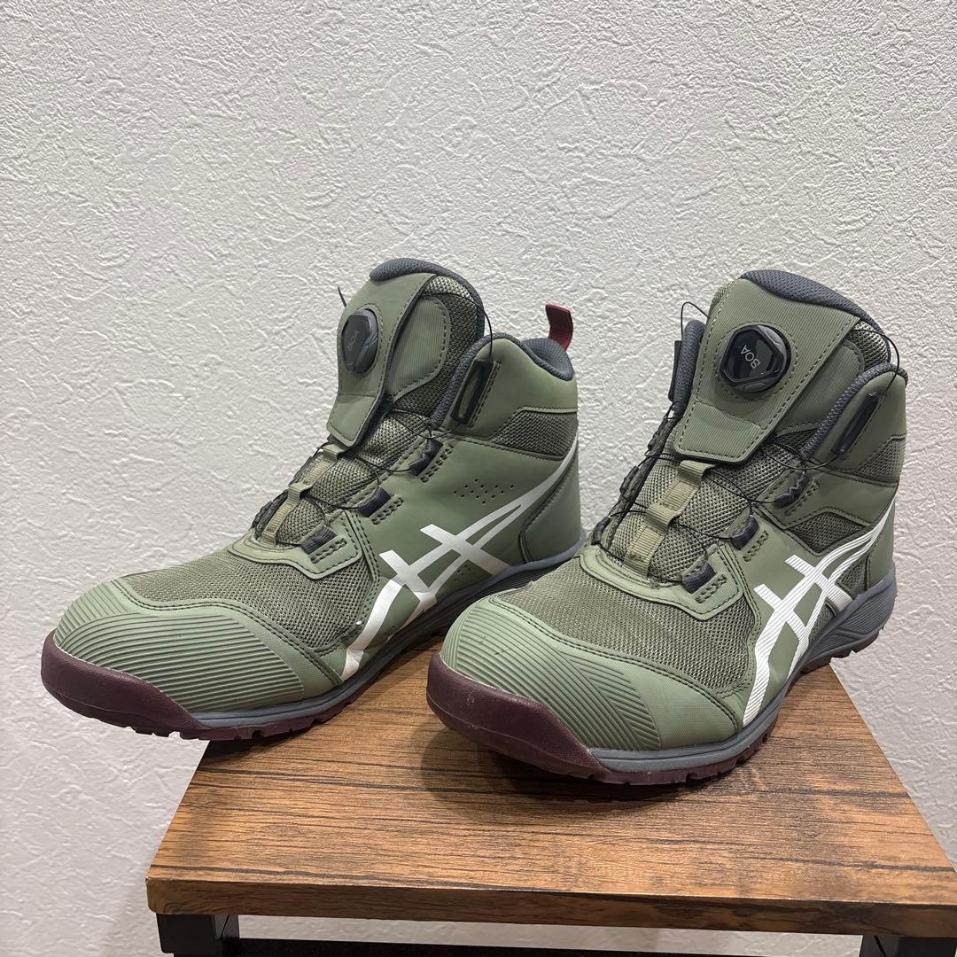 アシックス 安全靴 ウィンジョブ CP214 グリーン×ホワイト27.5cm美品