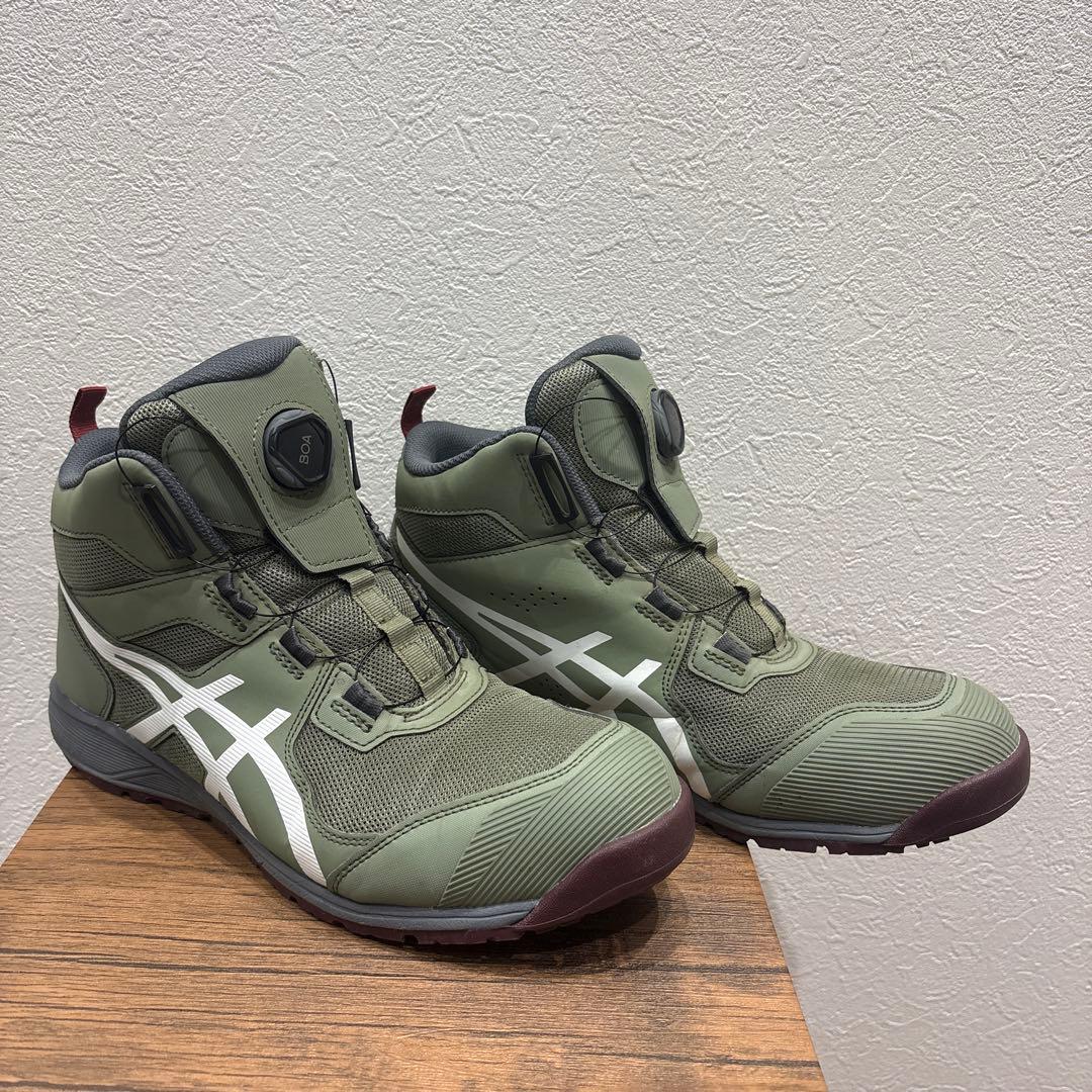 アシックス 安全靴 ウィンジョブ CP214 グリーン×ホワイト27.5cm美品