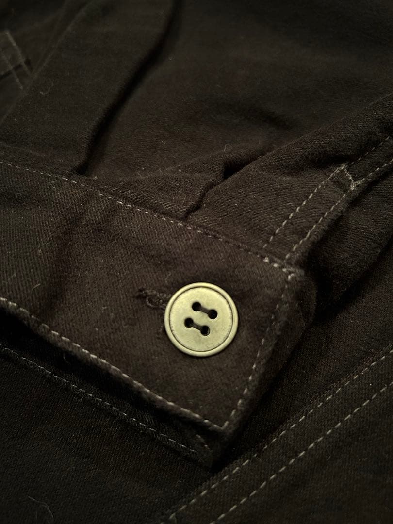 角*り様 ブラックモールスキンジャケット　ユーロヴィンテージ　フレンチワーク　V