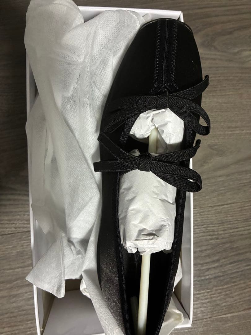 未使用　LeTalonダブルリボンバレリーナ シューズ23.5cmブラック