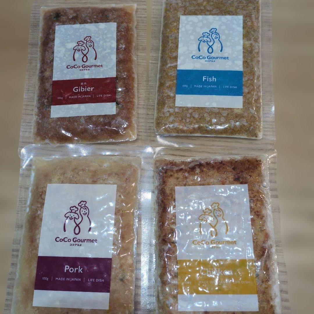 ココグルメ　ウエットフード4種　チキン・フィッシュ・ポーク・ジビエ