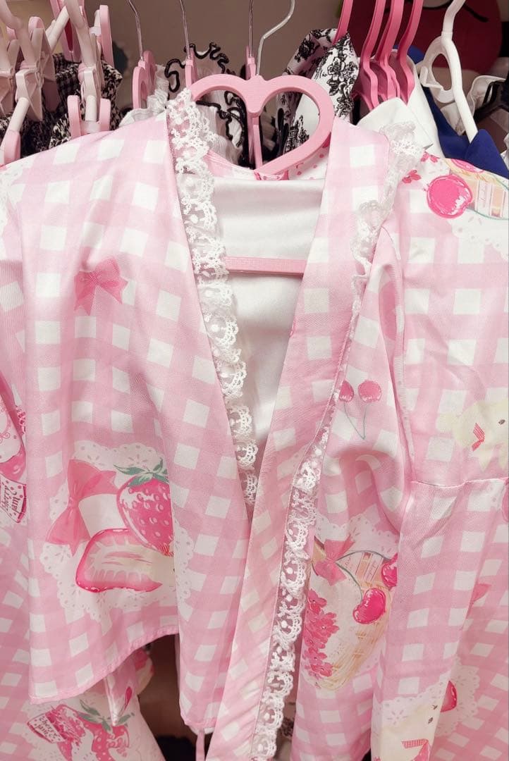 ToAlice いちごギンガムチェック浴衣セット ピンク S