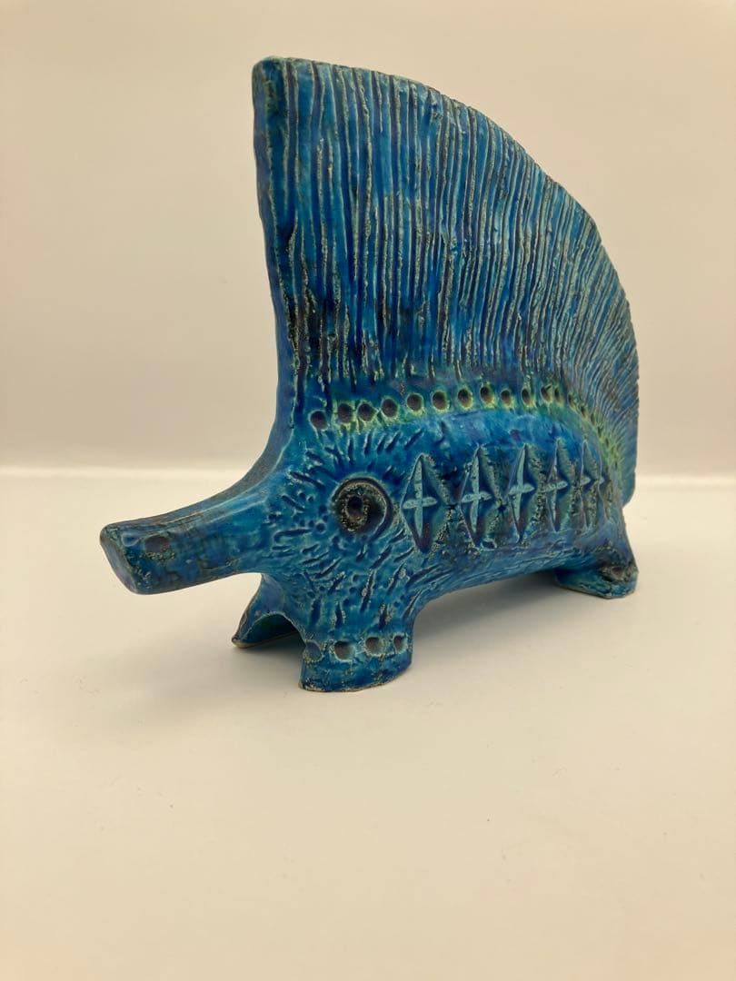 ビトッシ　リミニブルー　ヤマアラシ　陶器置物　Y