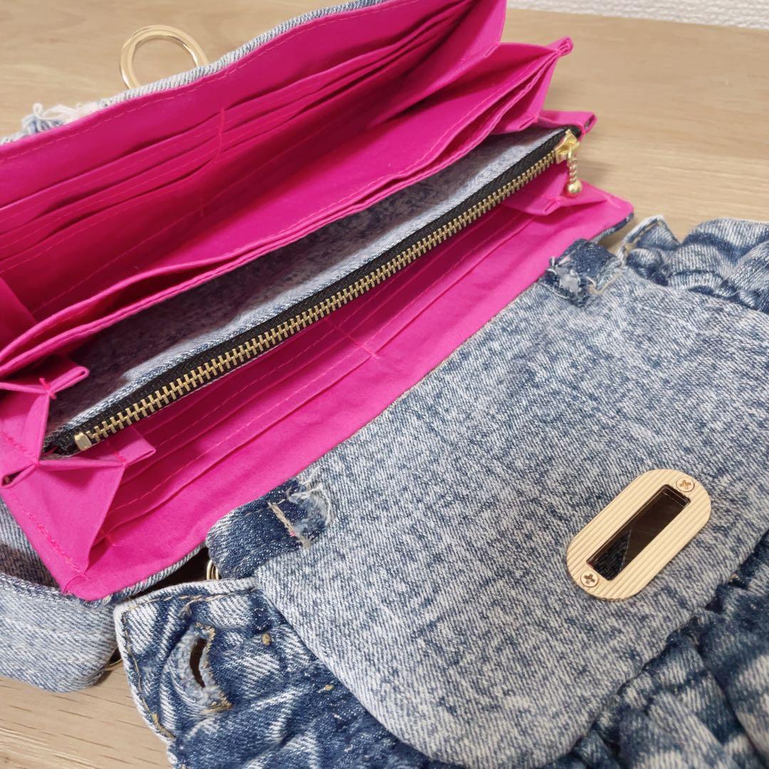 デニム リメイク フリル ウォレット ショルダー 2点セット
