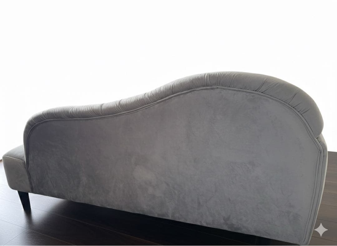 【used】グレー ボタン留めデザイン カウチソファ シャビーシック2way