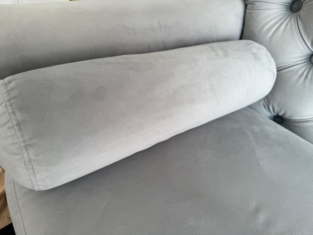 【used】グレー ボタン留めデザイン カウチソファ シャビーシック2way