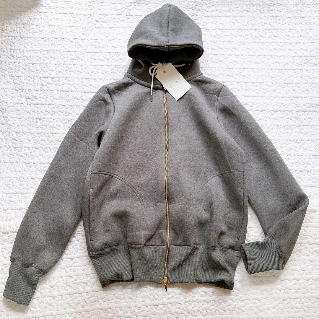 新品タグ付き⚑リブドロワ　スポンジダンボール ZIPパーカー　フリー　グレー